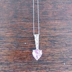 Diamond/crystal necklace with pink heart